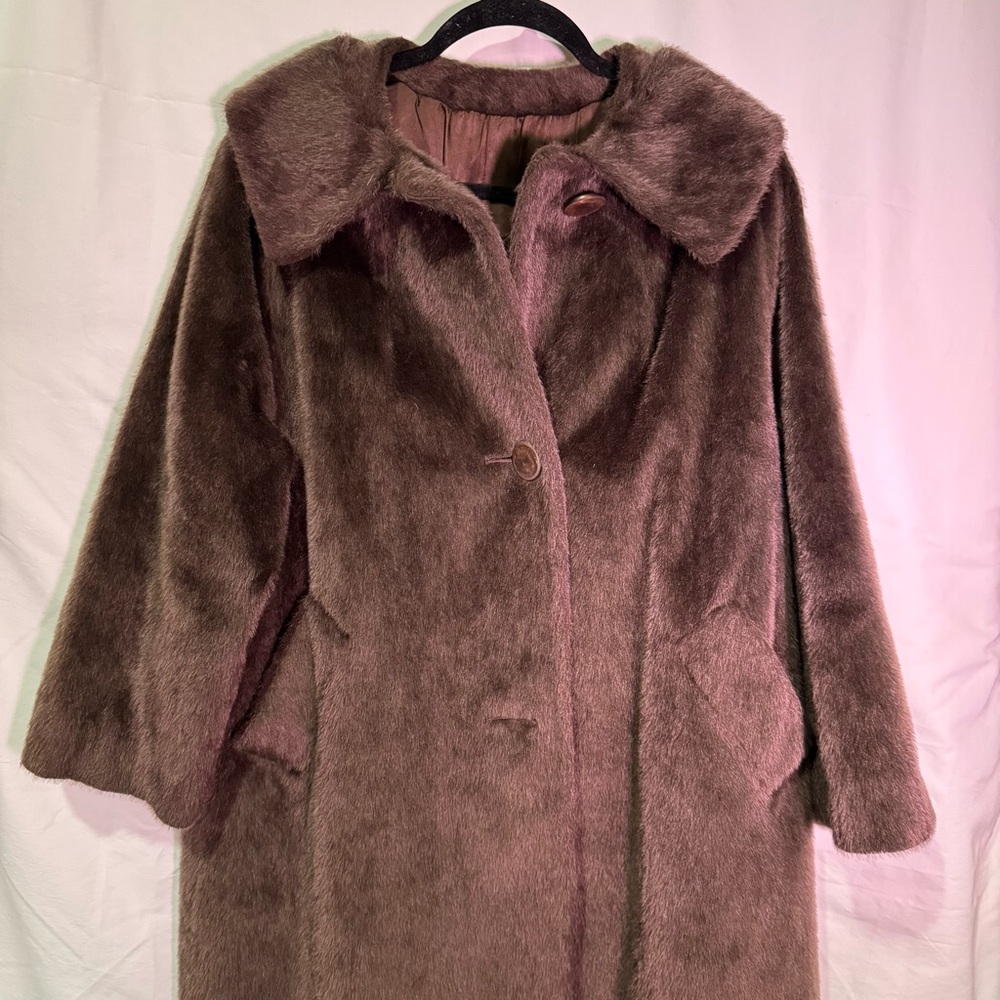 Elegant Faux Fur Coat in Rich Brown